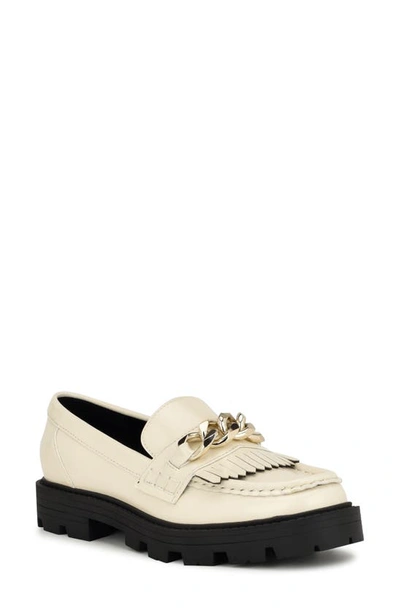 Nine West Andme Lug Sole Loafer In Cream Patent