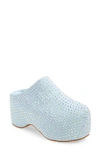 Azalea Wang Jamal Crystal Denim Platform Clog In Denim