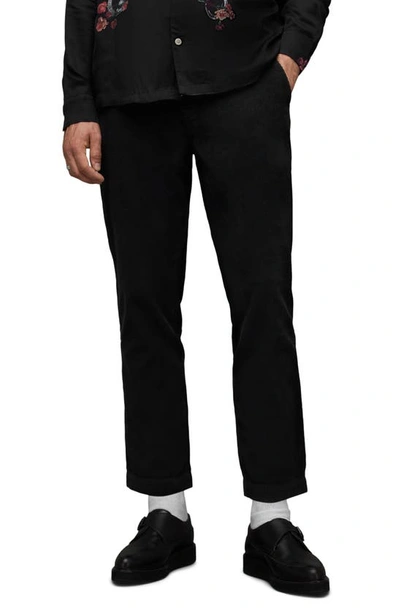 Allsaints Mens Washed Black Ari Straight-leg Organic-cotton Jogging Bottoms