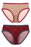 Eby 2-pack Sheer Panties In Taupe/ Cabernet