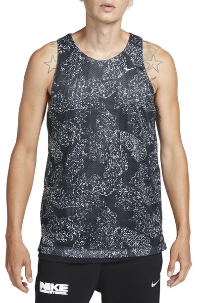 Nike Men's Dri-fit Standard Issue Reversible Basketball Jersey In Black/ Black/ White