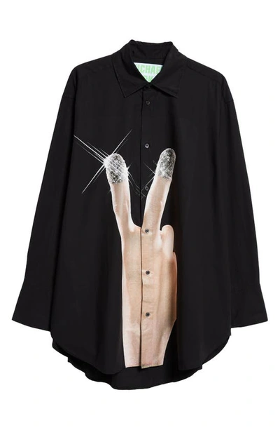 Jw Anderson Disco Fingers Loose Shirt In Black