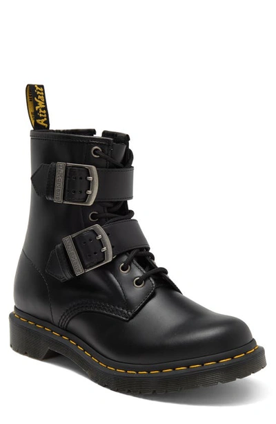 Dr. Martens' 1460 Double Strap Zip Boot In Black Classic Pull Up