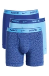 Nike Dri-fit Essential 3-pack Stretch Cotton Boxer Briefs In Rain Print