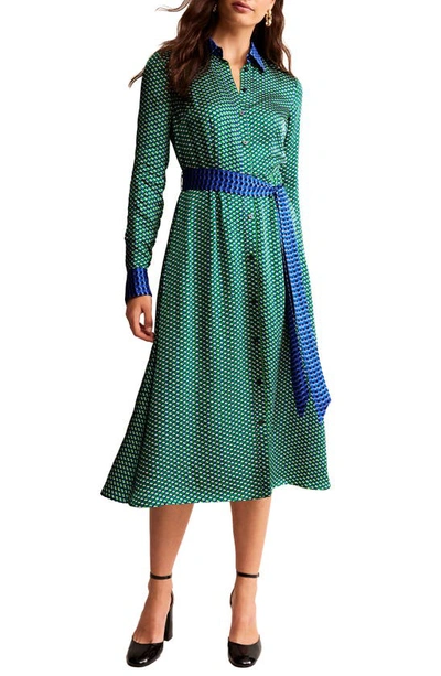 Boden Kate Geo Print Long Sleeve Shirtdress In Bright Green, Geo Daze |  ModeSens