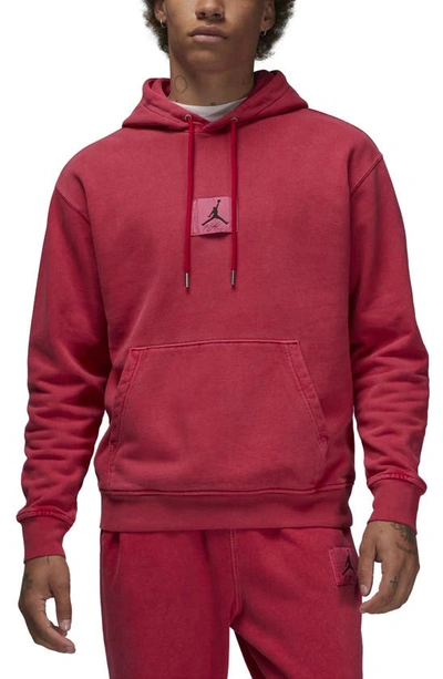 Jordan Men's  Essentials Statement Fleece Washed Pullover Hoodie In Red
