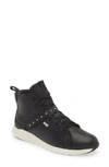 Naot Oxygen Crystal Strap High Top Sneaker In Soft Black Leather