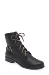 Naot Alize Zip Combat Boot In Soft Black Leather