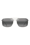 Maui Jim Aeko Neutral Grey Navigator Unisex Sunglasses 886-17 56 In Matte Titanium