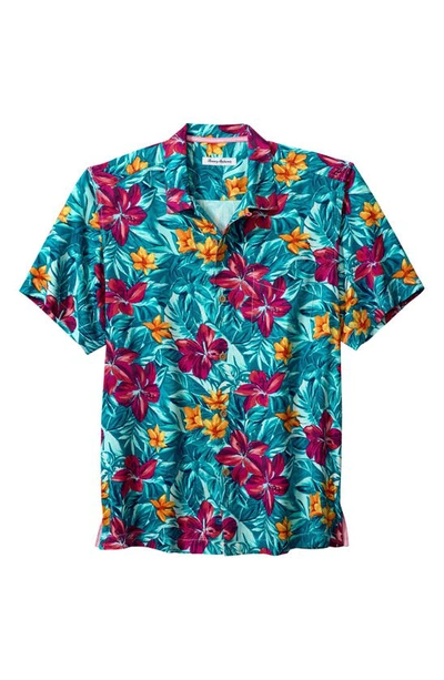 Tommy Bahama Lush Tropics Floral Silk Camp Shirt In Meditate