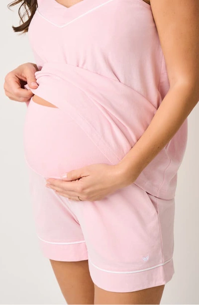 Petite Plume Luxe Pima Cotton Maternity Shorts In Pink