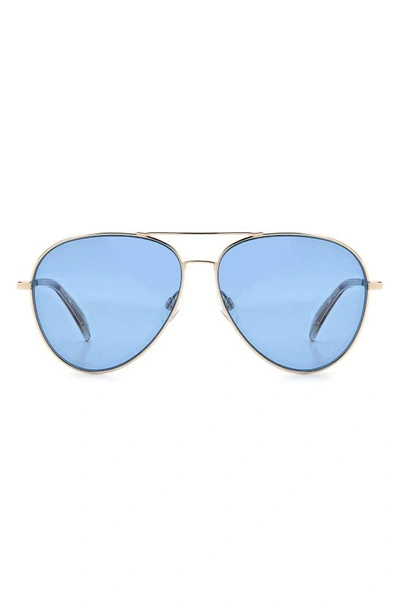 Rag & Bone 59mm Aviator Sunglasses In Gold Beige/ Blue