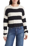 Askk Ny Cable Cropped Crew Sweater In Stripe