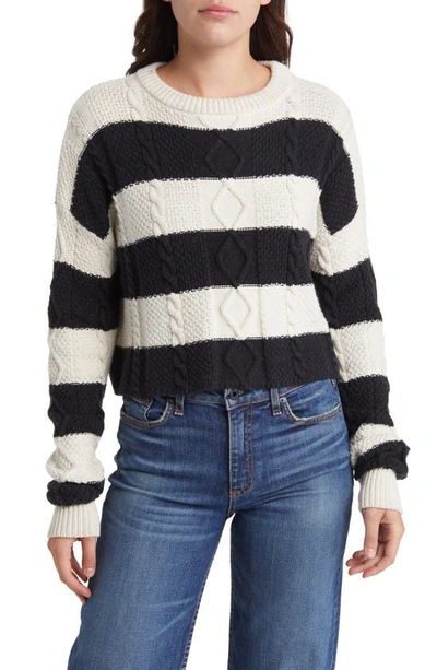 Askk Ny Cable Cropped Crew Sweater In Stripe