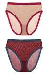 Eby 2-pack Sheer High Waist Panties In Taupe/ Cabernet