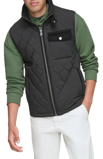 Andrew Marc Barnet Water Resistant Quilted Vest In Black