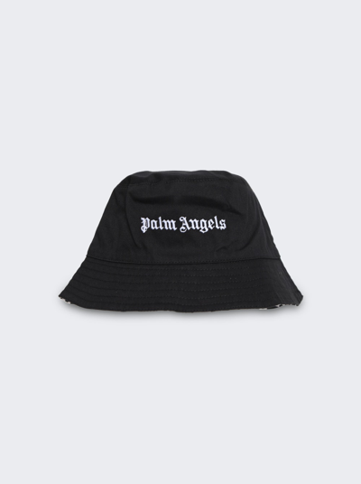 Palm Angels Kids Logo Embroidered Reversible Bucket Hat In Black