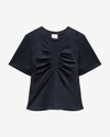 Isabel Marant Zeren Gathered Cotton T-shirt In Black