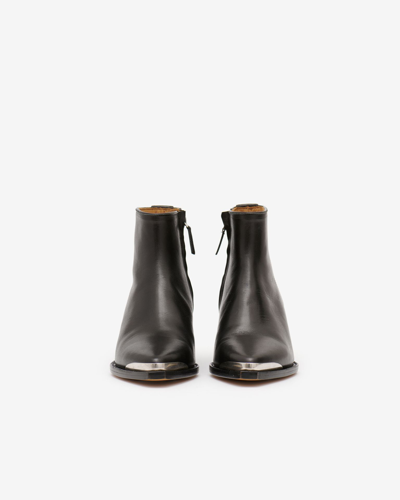 Isabel Marant Adnae Leather Low Boots In Black