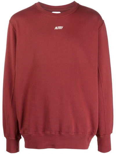 Autry Logo-embroidered Crew-neck Sweatshirt In Brown