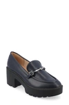 Journee Collection Kezziah Platform Loafer Pump In Navy