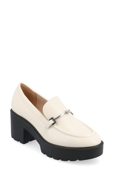 Journee Collection Kezziah Platform Loafer Pump In Off White