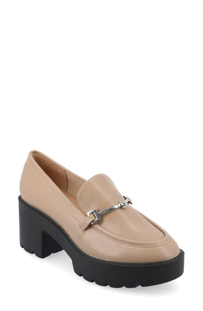 Journee Collection Kezziah Platform Loafer Pump In Taupe