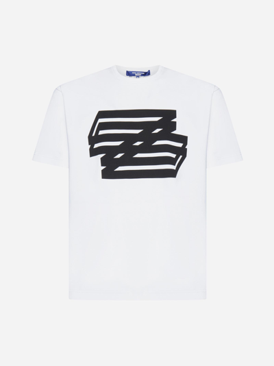 Junya Watanabe Graphic-print Cotton-blend Jersey T-shirt In White,black