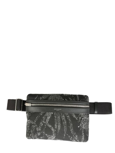 Saint Laurent Tropical Print Belt Bag In Black