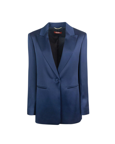 Max Mara Studio Envers Satin Blazer In 024midnightblue