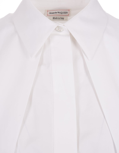 Alexander Mcqueen White Long Shirt Dress In Bianco
