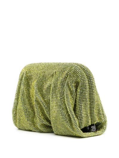 Benedetta Bruzziches Rhinestone-embellished Draped Clutch Bag In Green