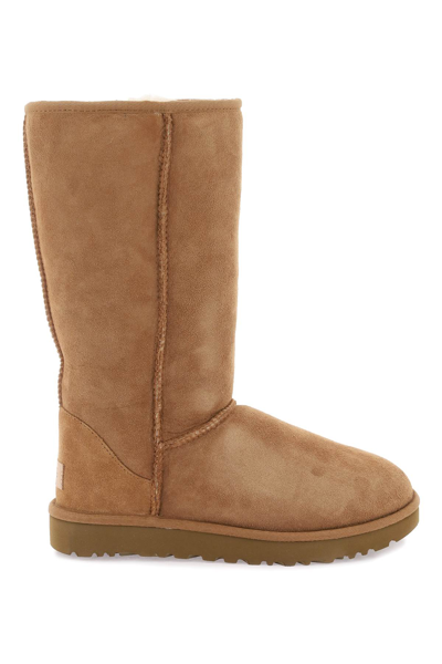 Ugg Classic Tall Ii Shearling-lined Suede Boots In Beige