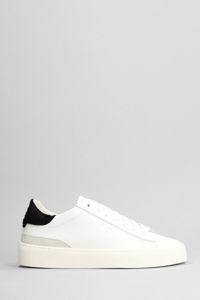 Date Lace-up Leather Sneakers In White