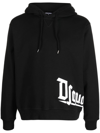 Dsquared2 Cotton Hoodie With Gothic Print Logo In Nero