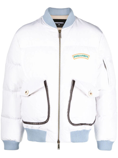 Dsquared2 Logo-print Puffer Bomber Jacket In Multicolor