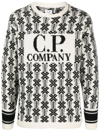 C.p. Company Intarsia-knit Logo Virgin-wool Sweater In Bianco