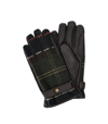 BARBOUR CHECK-PATTERN LEATHER GLOVES