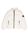 STONE ISLAND JUNIOR WHITE DYED CRINKLE REPS R-NY DOWN JACKET