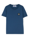 STONE ISLAND JUNIOR BLUETTE T-SHIRT WITH LOGO PATCH
