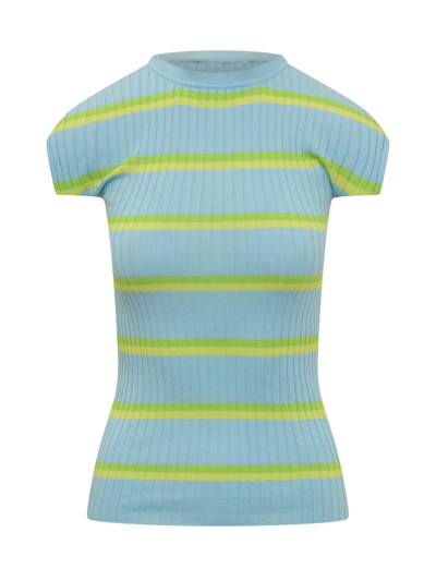 Sportmax Striped Crewneck Sweater In Gnawed Blue
