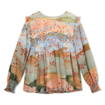 Chloé Kids' Ceremony Blouse With Graphic Print In Multicolor