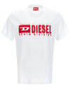 Diesel T-adjust-q7 Logo Printed T-shirt In Bianco
