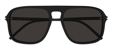 Saint Laurent Eyewear Aviator Sunglasses In 001 Black Black Black