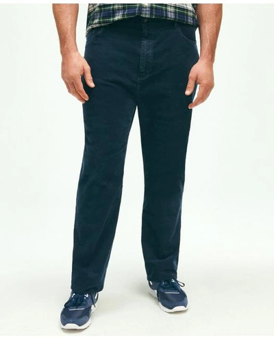 Brooks Brothers Big & Tall Five-pocket Stretch Corduroy Cotton Pants In Navy