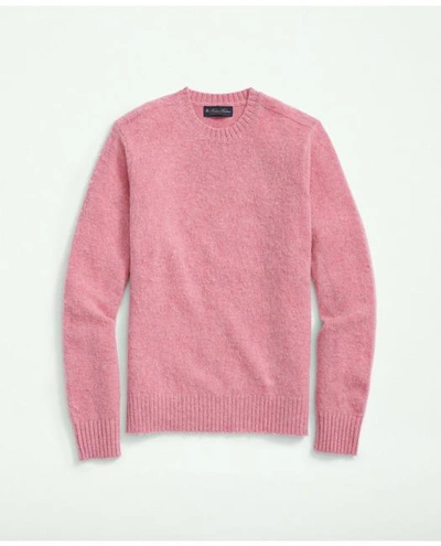 Brooks Brothers Brushed Wool Raglan Crewneck Sweater | Pink | Size Large