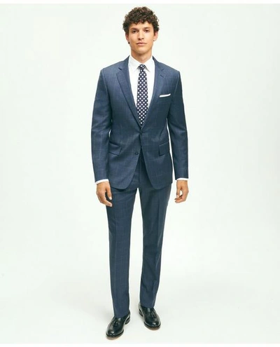 Brooks Brothers Classic Fit Wool Windowpane 1818 Suit | Medium Blue | Size 40 Short