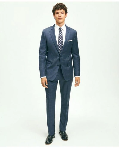 Brooks Brothers Classic Fit Wool Windowpane 1818 Suit In Medium Blue