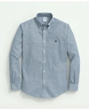 Brooks Brothers Big & Tall Stretch Cotton Non-iron Oxford Polo Button-down Collar, Mini-graph Check Shirt | Blue | S