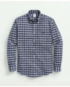 Brooks Brothers Big & Tall Stretch Cotton Non-iron Oxford Polo Button-down Collar, Tartan Shirt | Dark Blue | Size 1